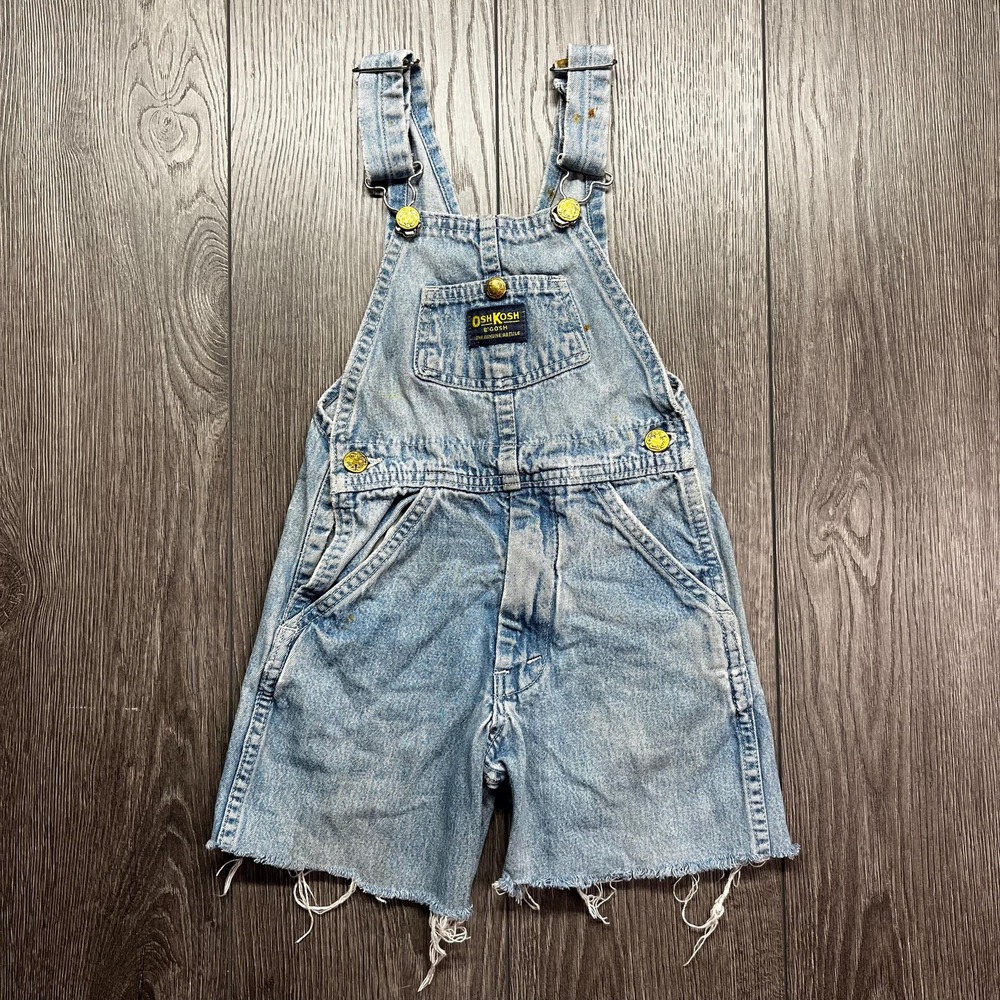 Vintage Osh Kosh B'gosh Blue Denim Jean Overalls Cut Offs T 5  Kids toddler